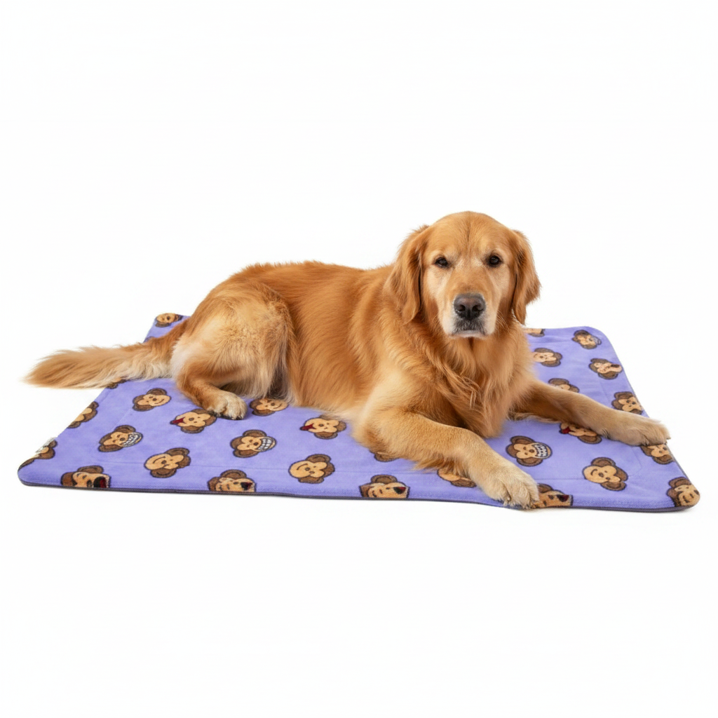 Golden Retriever op paarse deken