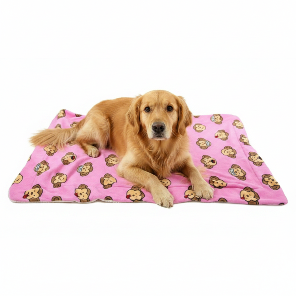 Golden Retriever op roze deken
